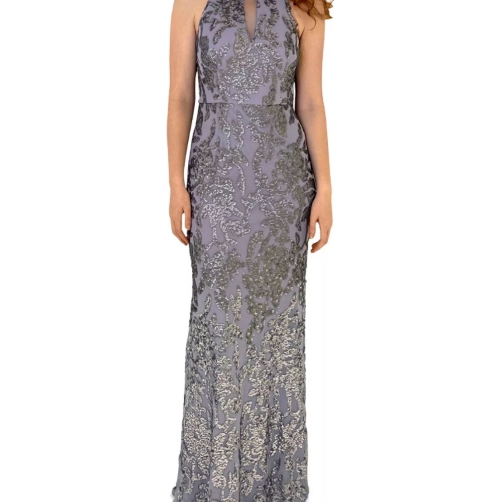 Adrianna Papell lavender sequin formal dress